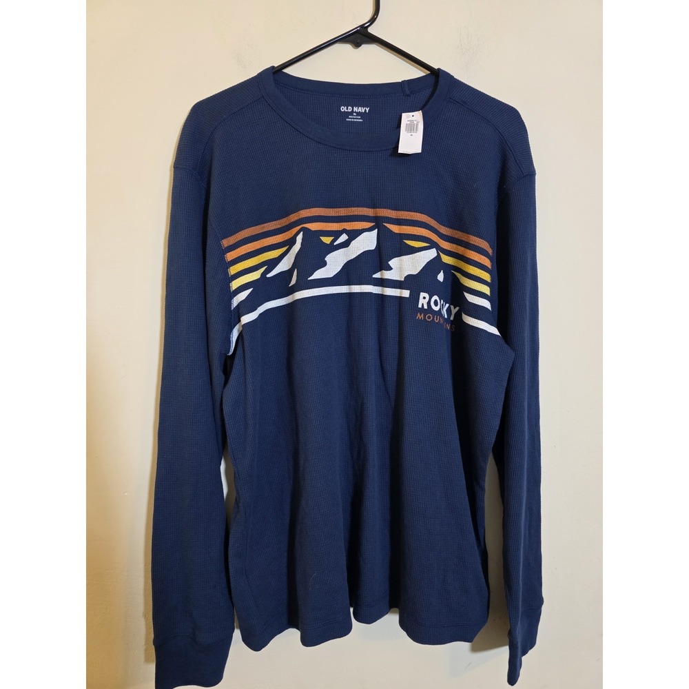 Old Navy Men's XL Built In Flex Graphic Print Cotton Blend Thermal Knit Top NWT